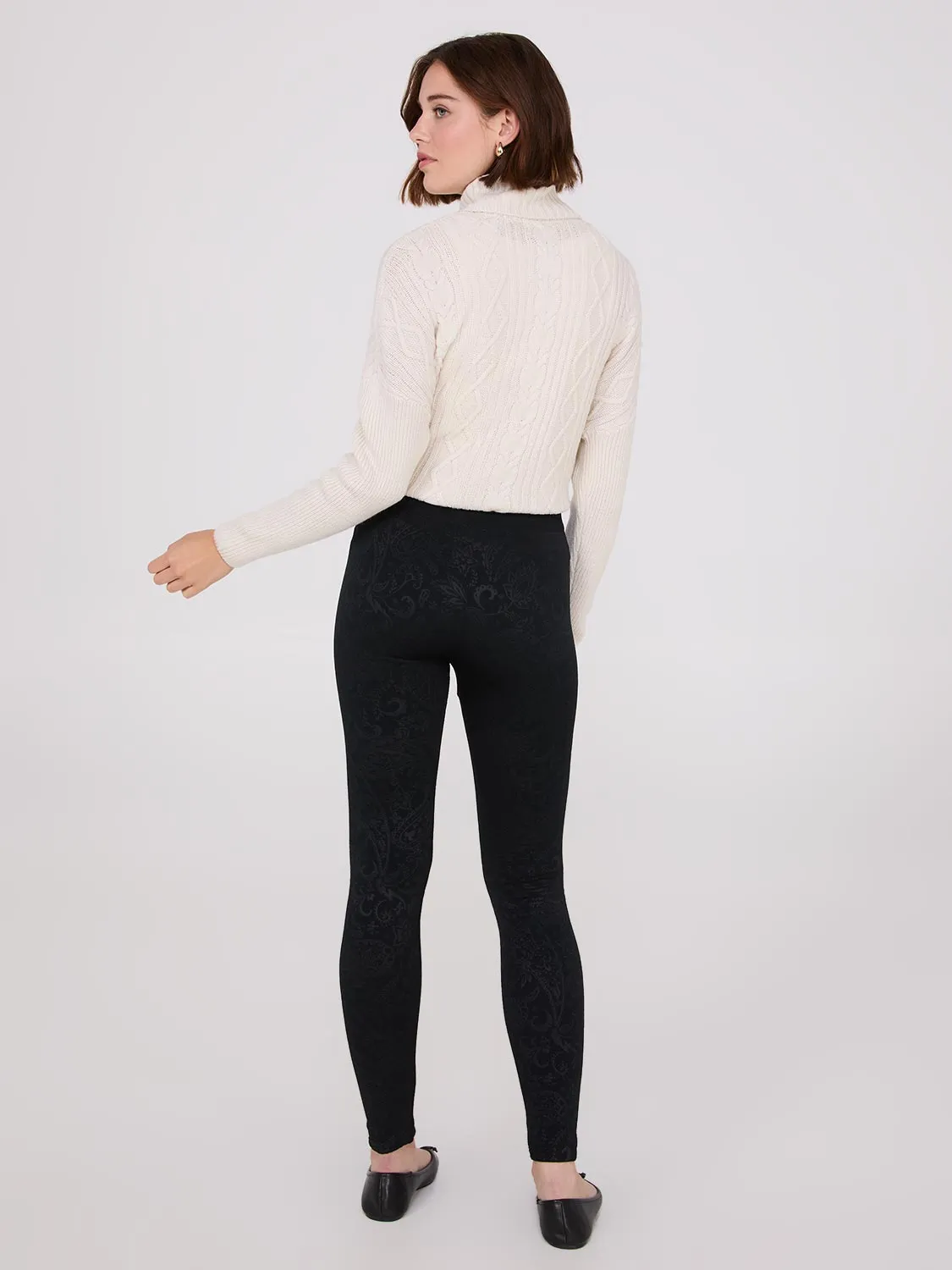 Embossed Paisley Print Fleece Lined Leggings sold by Suzy Shier product image thumbnail 5
