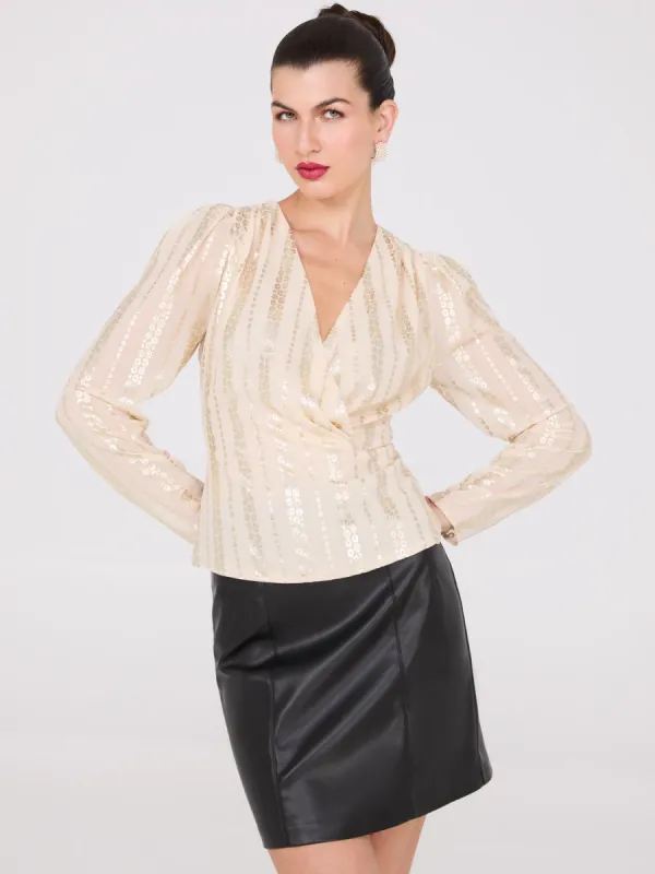 Foil Floral Print Cross-Front Top sold by Suzy Shier