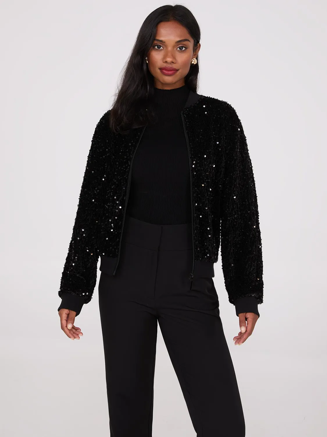 Sequin Velvet Bomber Jacket sold by Suzy Shier
