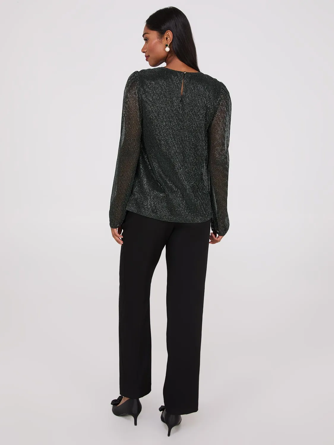 Metallic Plisse Mesh Top sold by Suzy Shier product image thumbnail 4