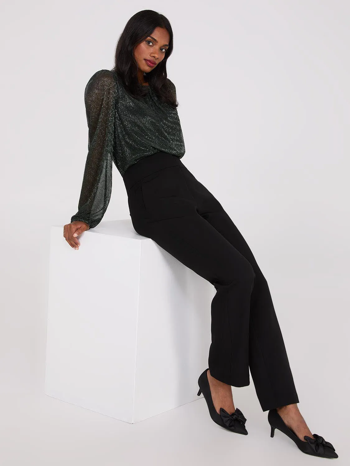 Metallic Plisse Mesh Top sold by Suzy Shier product image thumbnail 3