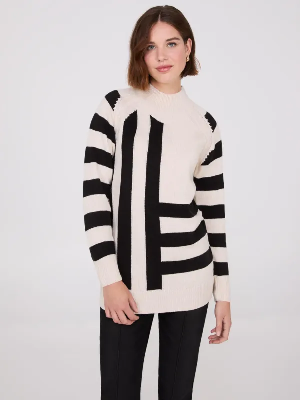 Striped Mock Neck Raglan Sleeve Sweater sold by Suzy Shier