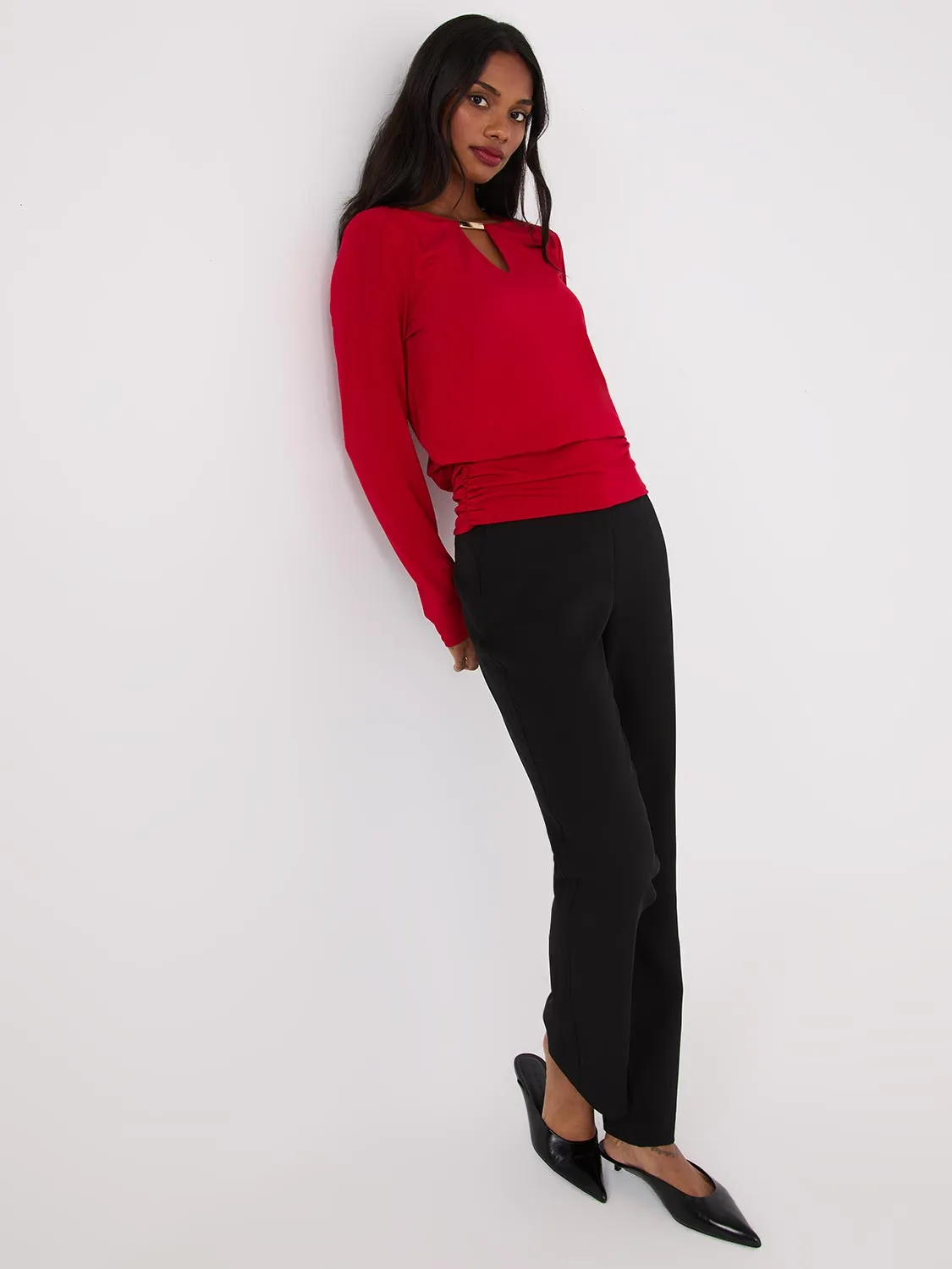 Long Sleeve Top With Metal Bar Detail sold by Suzy Shier product image thumbnail 3