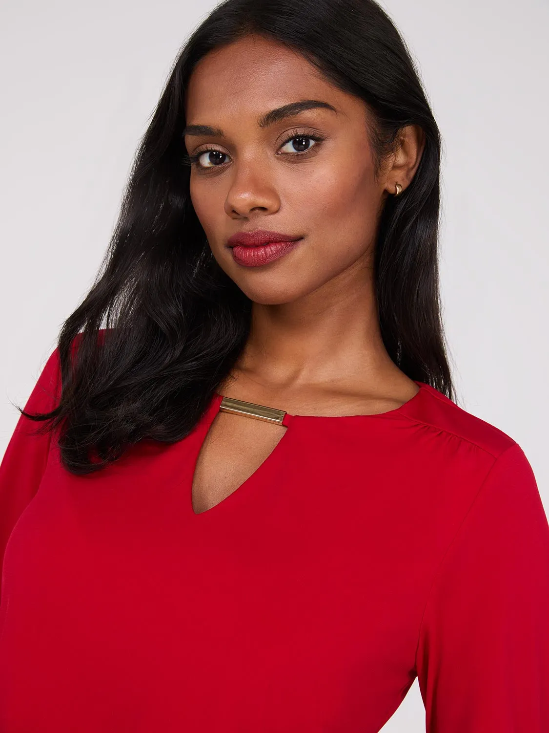 Long Sleeve Top With Metal Bar Detail sold by Suzy Shier product image thumbnail 2