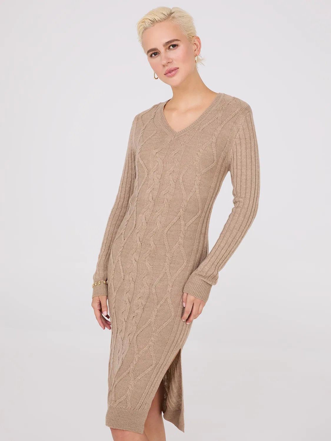 Cable Knit Sweater Dress sold by Suzy Shier product image thumbnail 5
