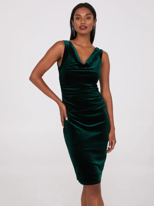 Velvet Cowl Neck Dress sold by Suzy Shier