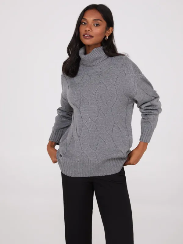 Twisted Cable Knit Turtleneck Sweater sold by Suzy Shier