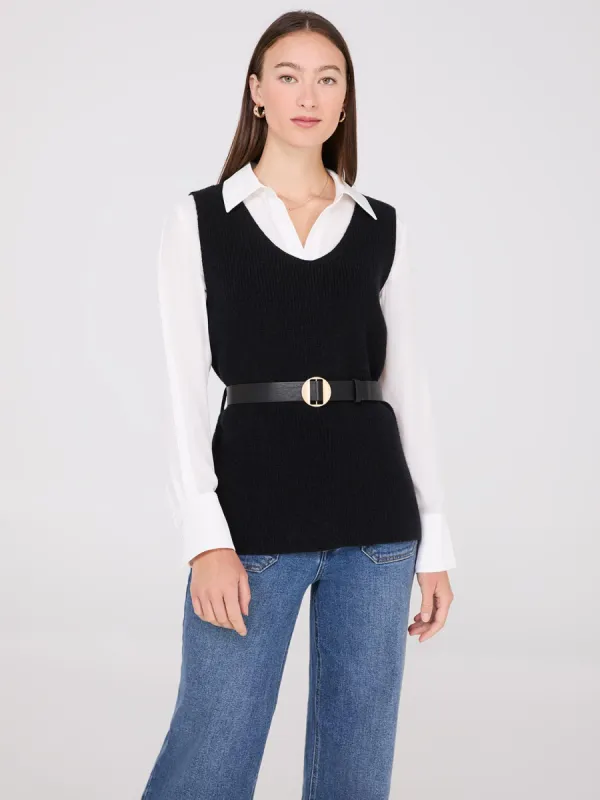 Sleeveless Belted Sweater Vest sold by Suzy Shier