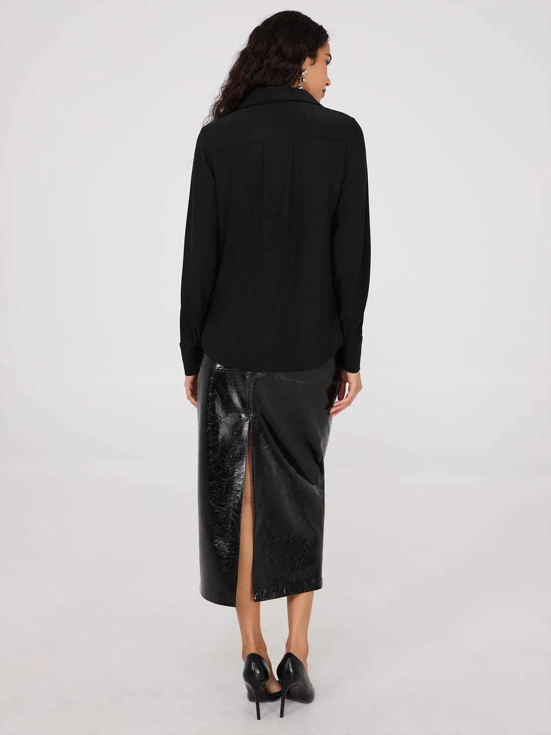 Shimmer Button-Front Blouse sold by Suzy Shier product image thumbnail 4