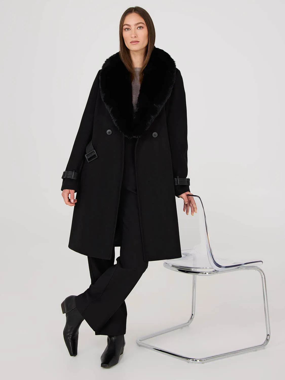 Removable Faux Fur Collar Wrap Coat sold by Suzy Shier product image thumbnail 3