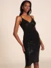 Midi V-Neck Sequin Dress sold by Suzy Shier