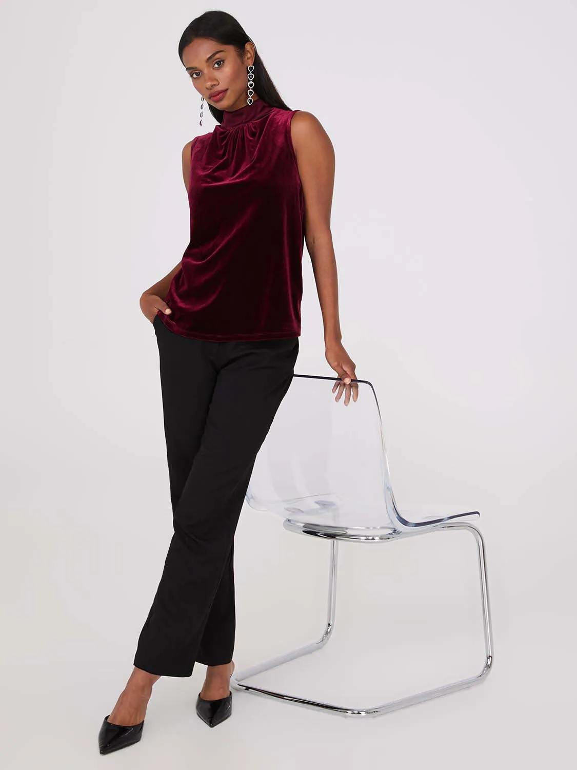 Sleeveless Mock Neck Velvet Top sold by Suzy Shier product image thumbnail 3