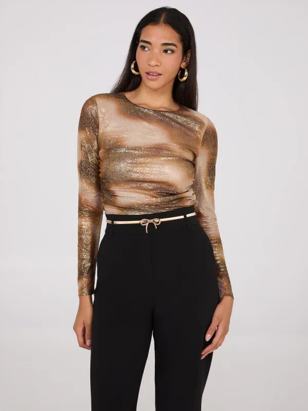 Foil Colour Wash Mesh Top sold by Suzy Shier