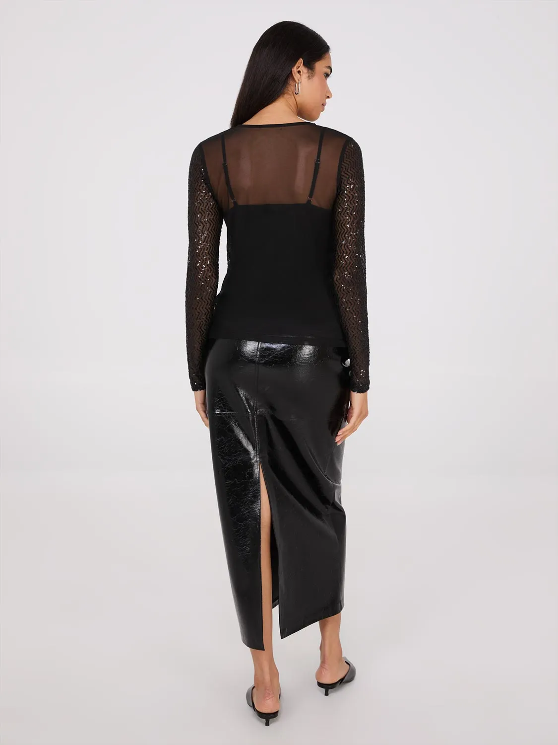 Zig-Zag Sequin Mesh Top WIth Cami sold by Suzy Shier product image thumbnail 4