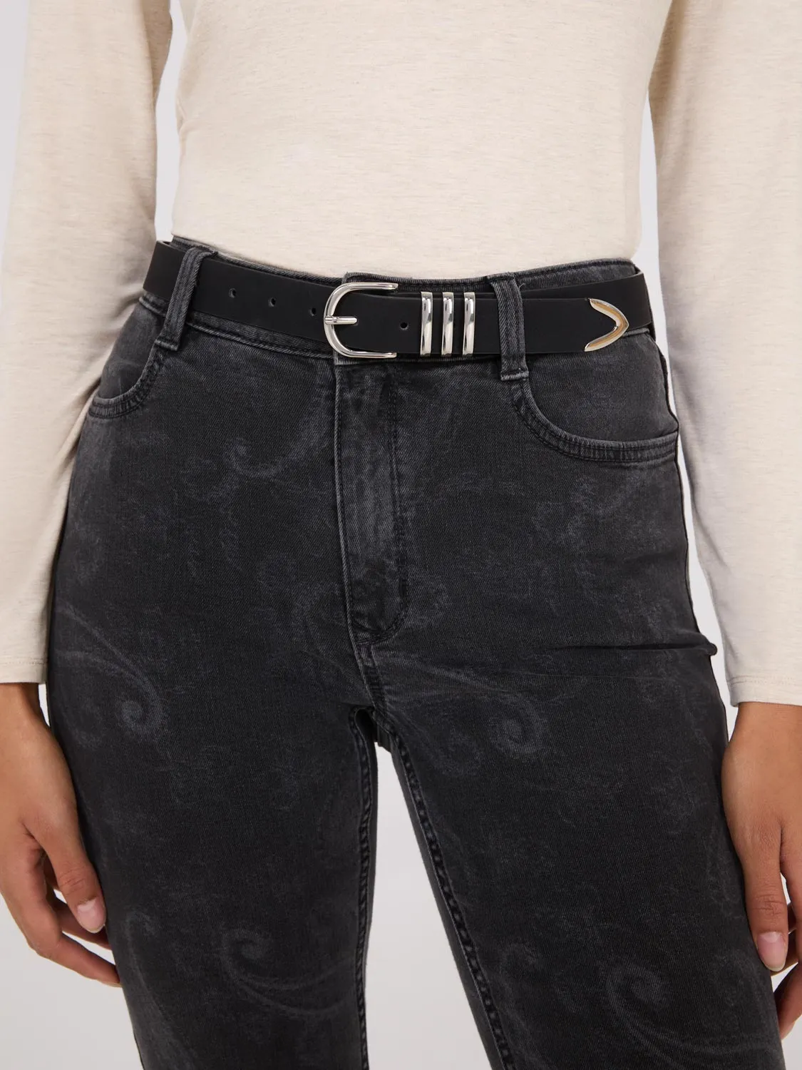 Thin Faux Leather Belt sold by Suzy Shier