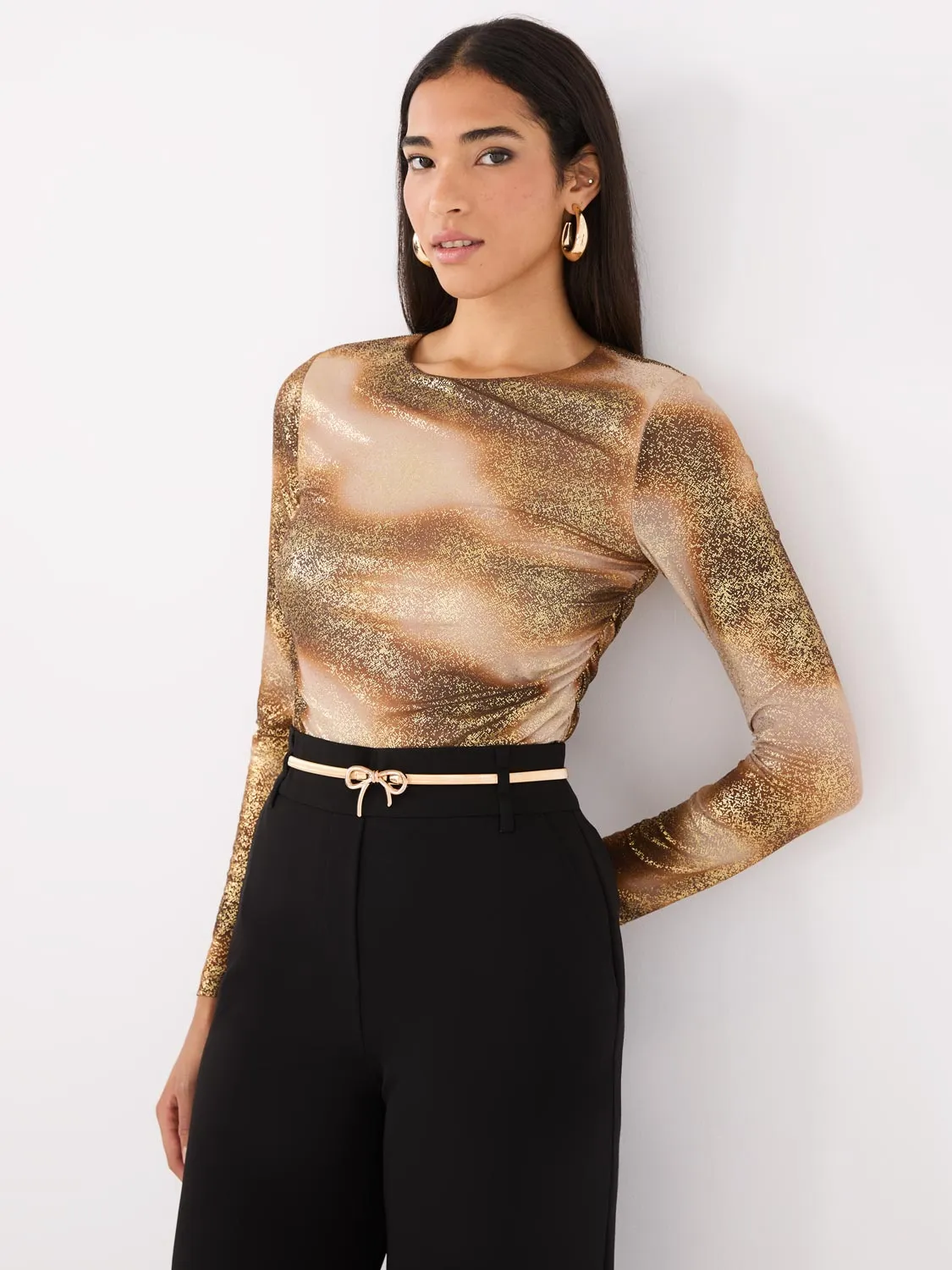 Gold Metal Bow Belt sold by Suzy Shier product image thumbnail 2