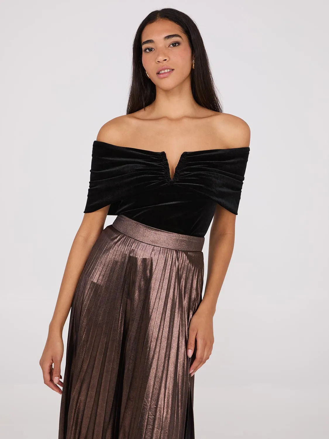 Off-The-Shoulder Velvet Top sold by Suzy Shier