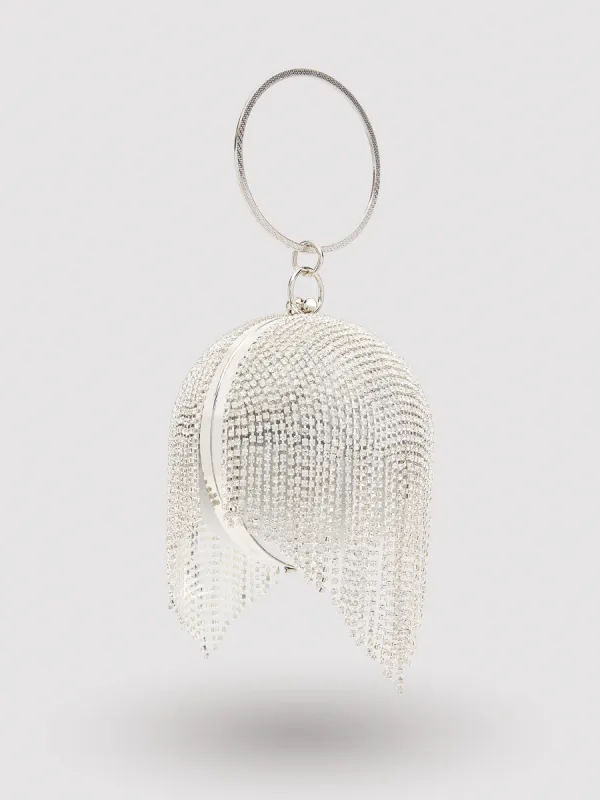 Ball Shaped Bag With Jewelled Fringe sold by Suzy Shier