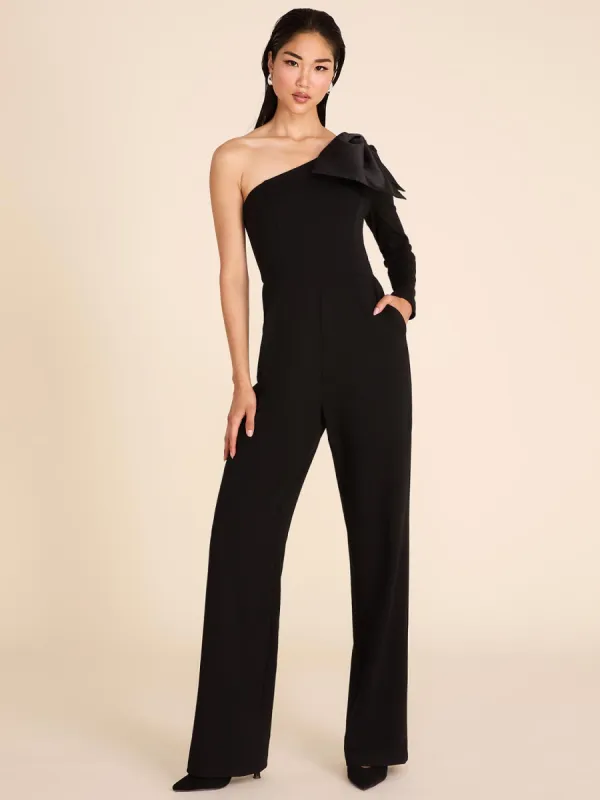 One-Shoulder Jumpsuit With Bow sold by Suzy Shier