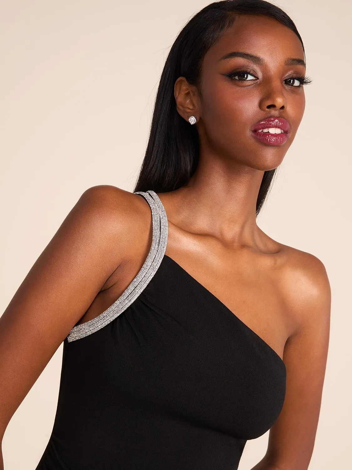 One-Shoulder Midi Dress With Rhinestones sold by Suzy Shier product image thumbnail 2