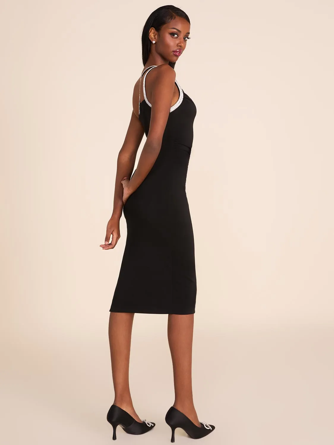 One-Shoulder Midi Dress With Rhinestones sold by Suzy Shier product image thumbnail 4