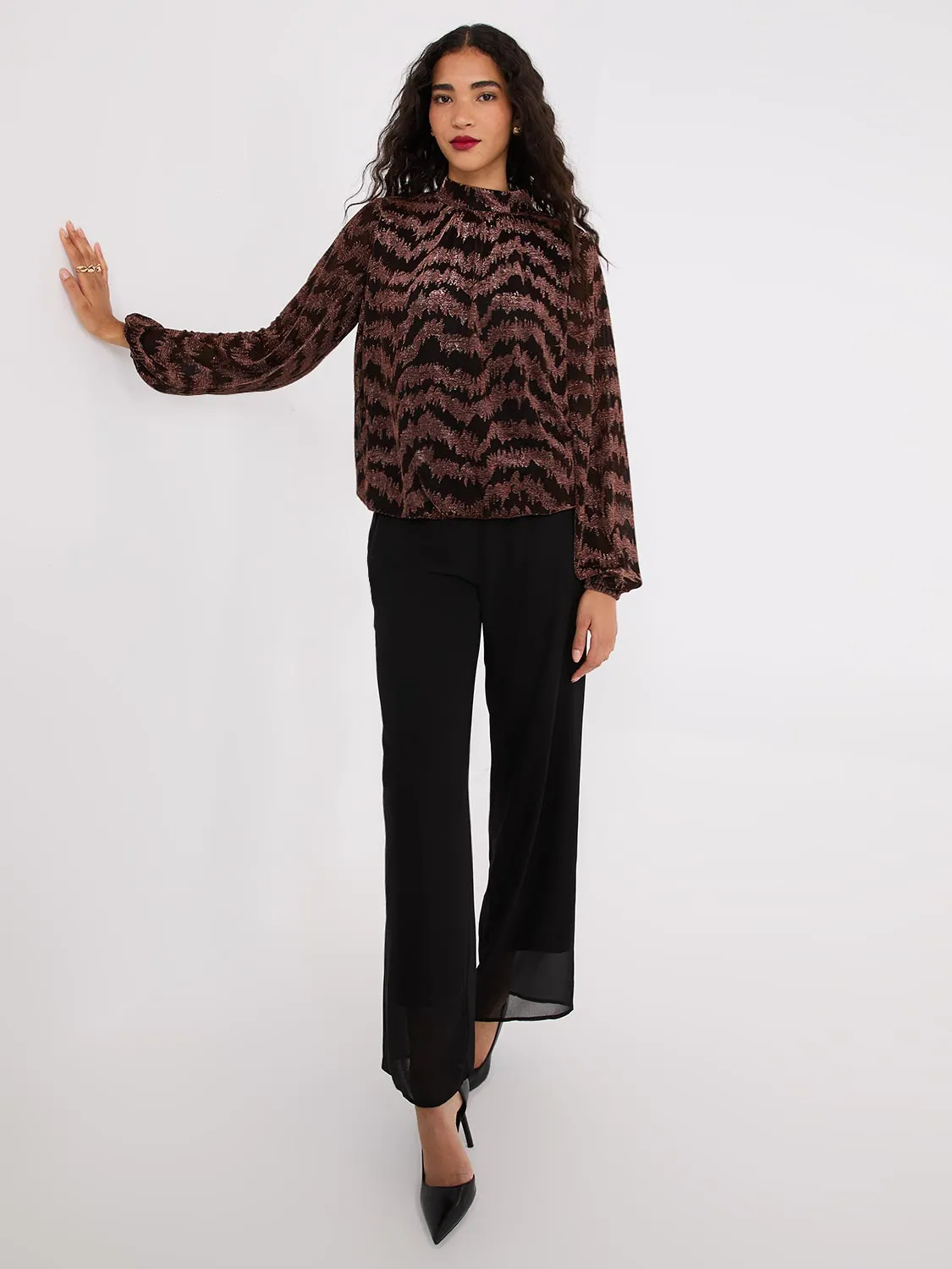 Glitter Jacquard Mock Neck Top sold by Suzy Shier product image thumbnail 3