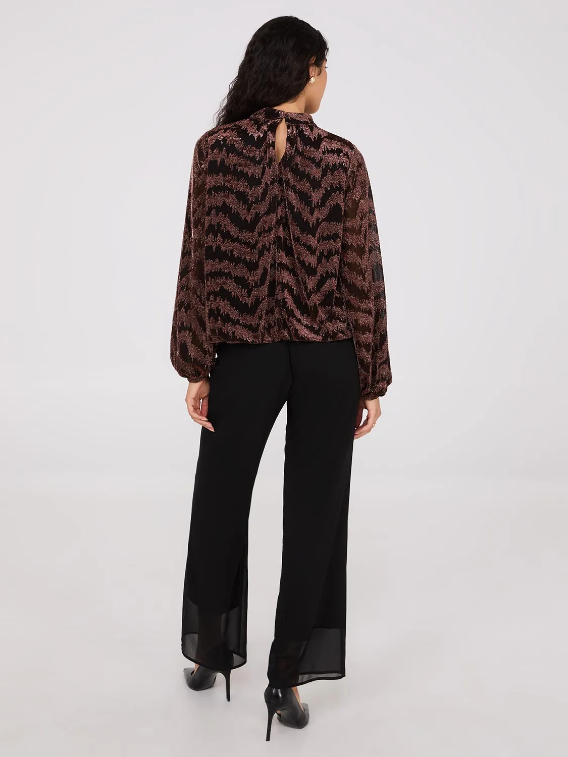 Glitter Jacquard Mock Neck Top sold by Suzy Shier product image thumbnail 4