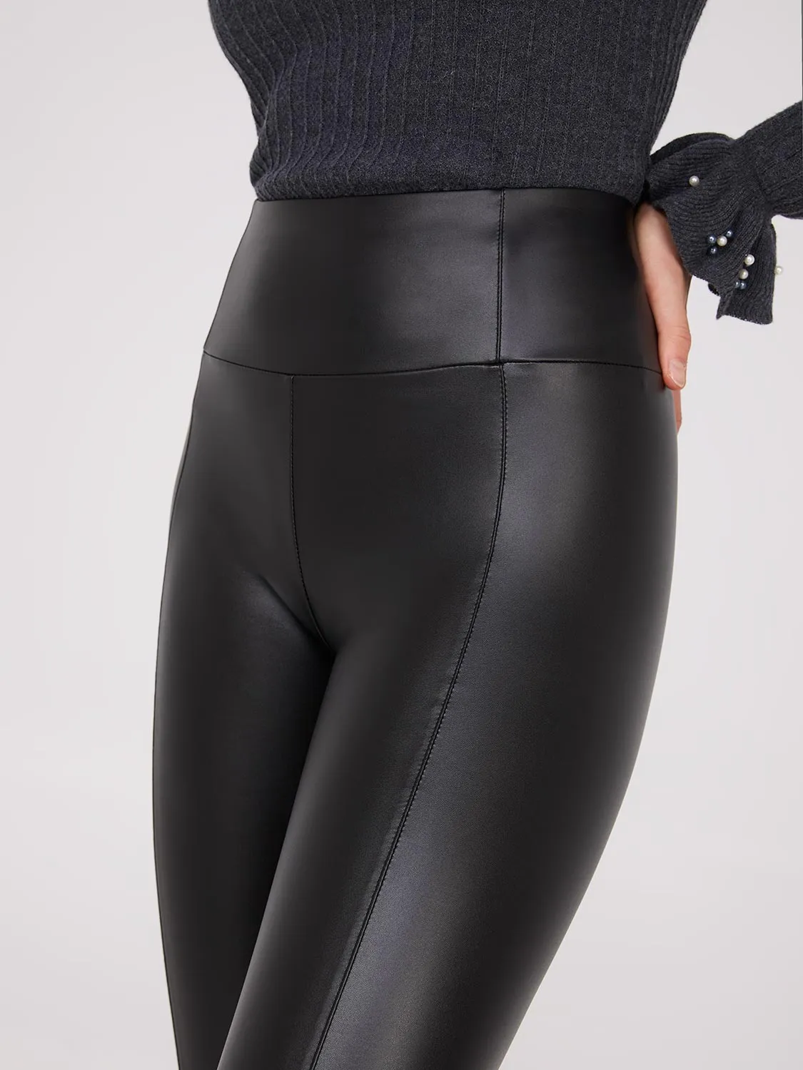 Faux Leather Leggings With Seam Details sold by Suzy Shier product image thumbnail 2