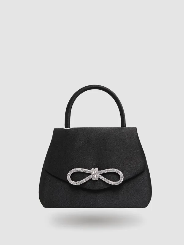 Black Satin Handbag With Bow sold by Suzy Shier