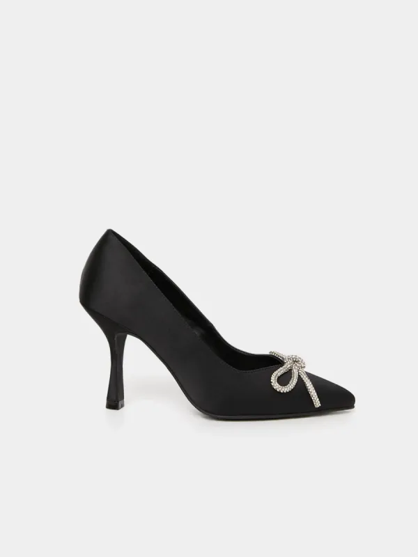 Satin High Heel Pump With Bow sold by Suzy Shier