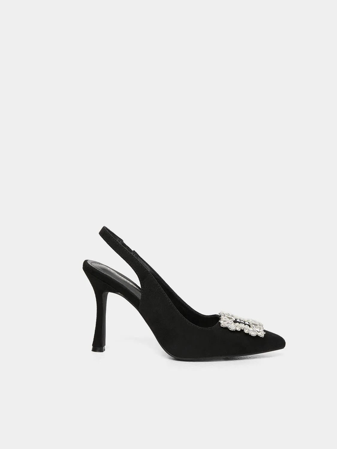 Suede Slingback Pump With Jewelled Buckle sold by Suzy Shier