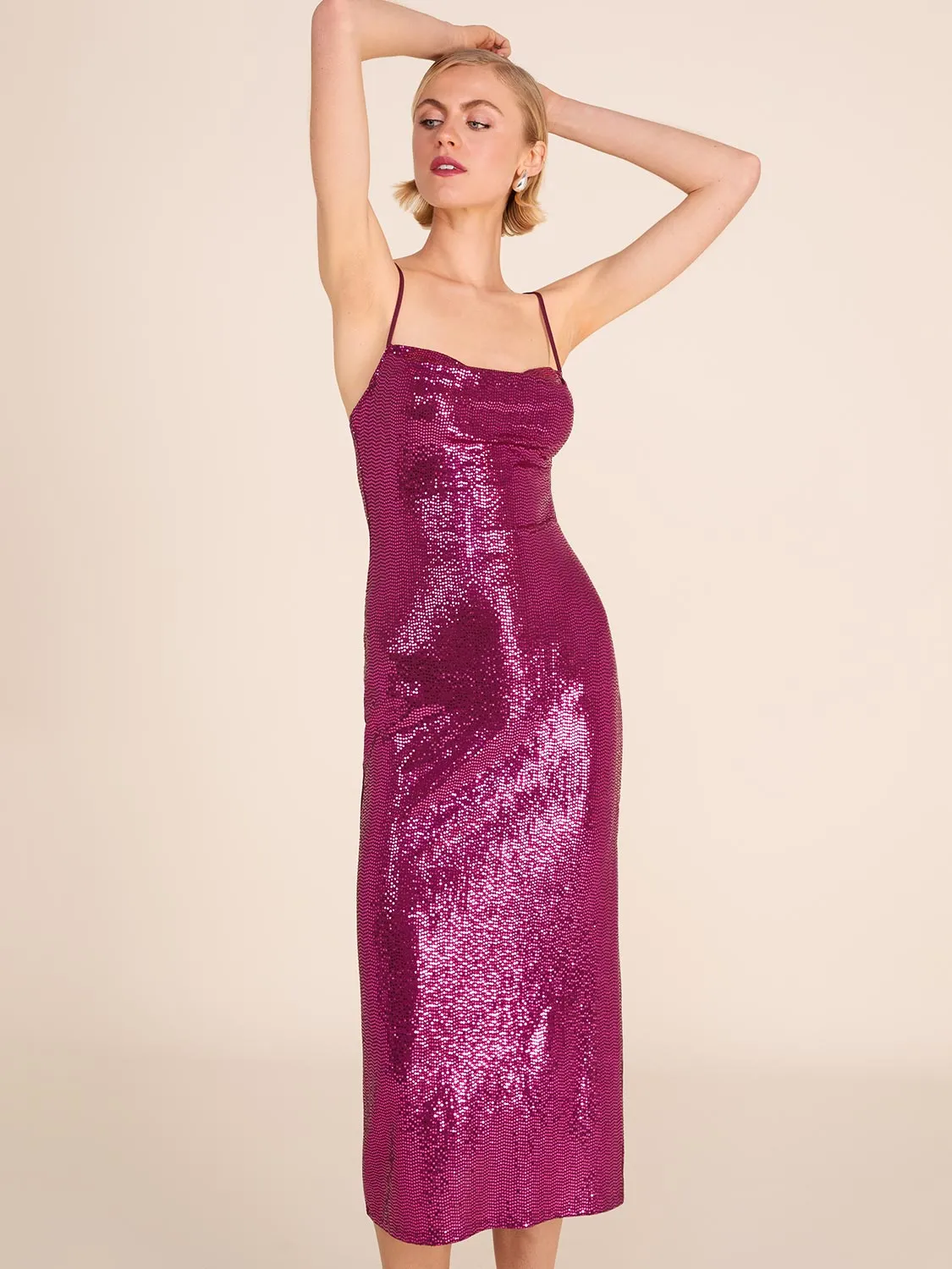 Cowl Neck Sequin Midi Dress sold by Suzy Shier product image thumbnail 3