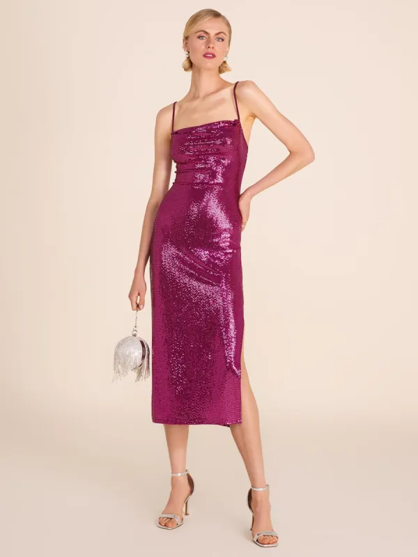 Cowl Neck Sequin Midi Dress sold by Suzy Shier