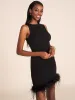 Black Mini Dress With Feather Hem sold by Suzy Shier