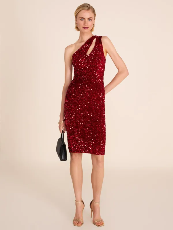 One-Shoulder Red Sequin Dress sold by Suzy Shier