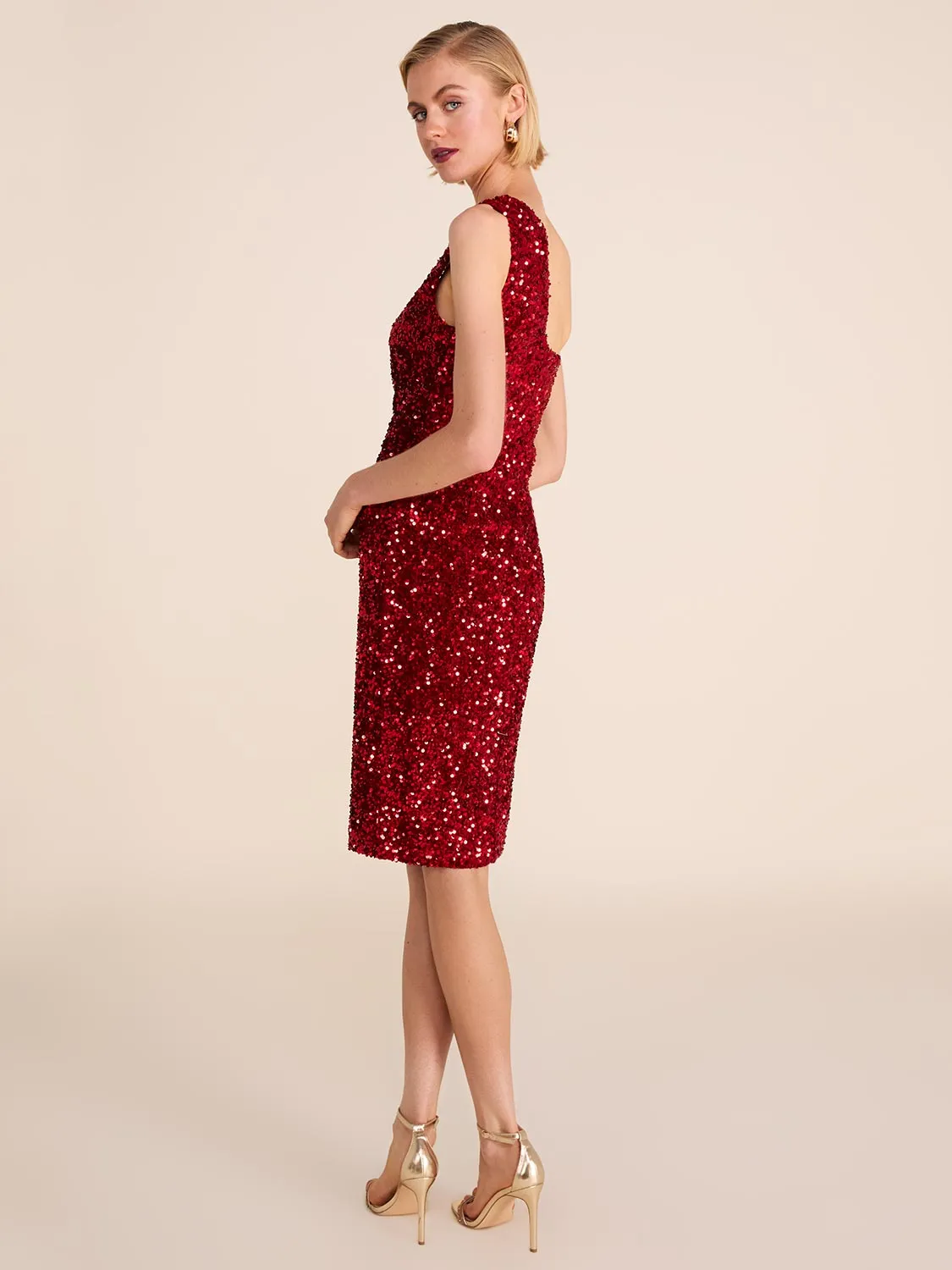 One-Shoulder Red Sequin Dress sold by Suzy Shier product image thumbnail 5