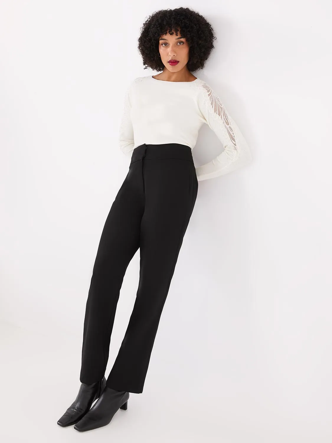 Boat Neck Sweater With Embellished Sleeves sold by Suzy Shier product image thumbnail 3