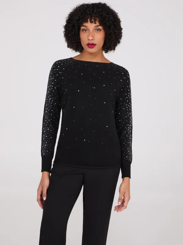 Boat Neck Embellished Sweater sold by Suzy Shier