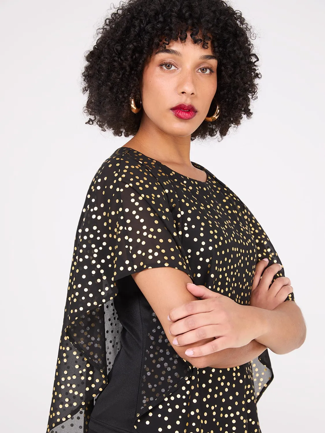 Asymmetrical Foil Print Chiffon Blouse sold by Suzy Shier product image thumbnail 2