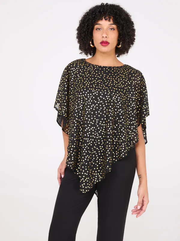 Asymmetrical Foil Print Chiffon Blouse sold by Suzy Shier