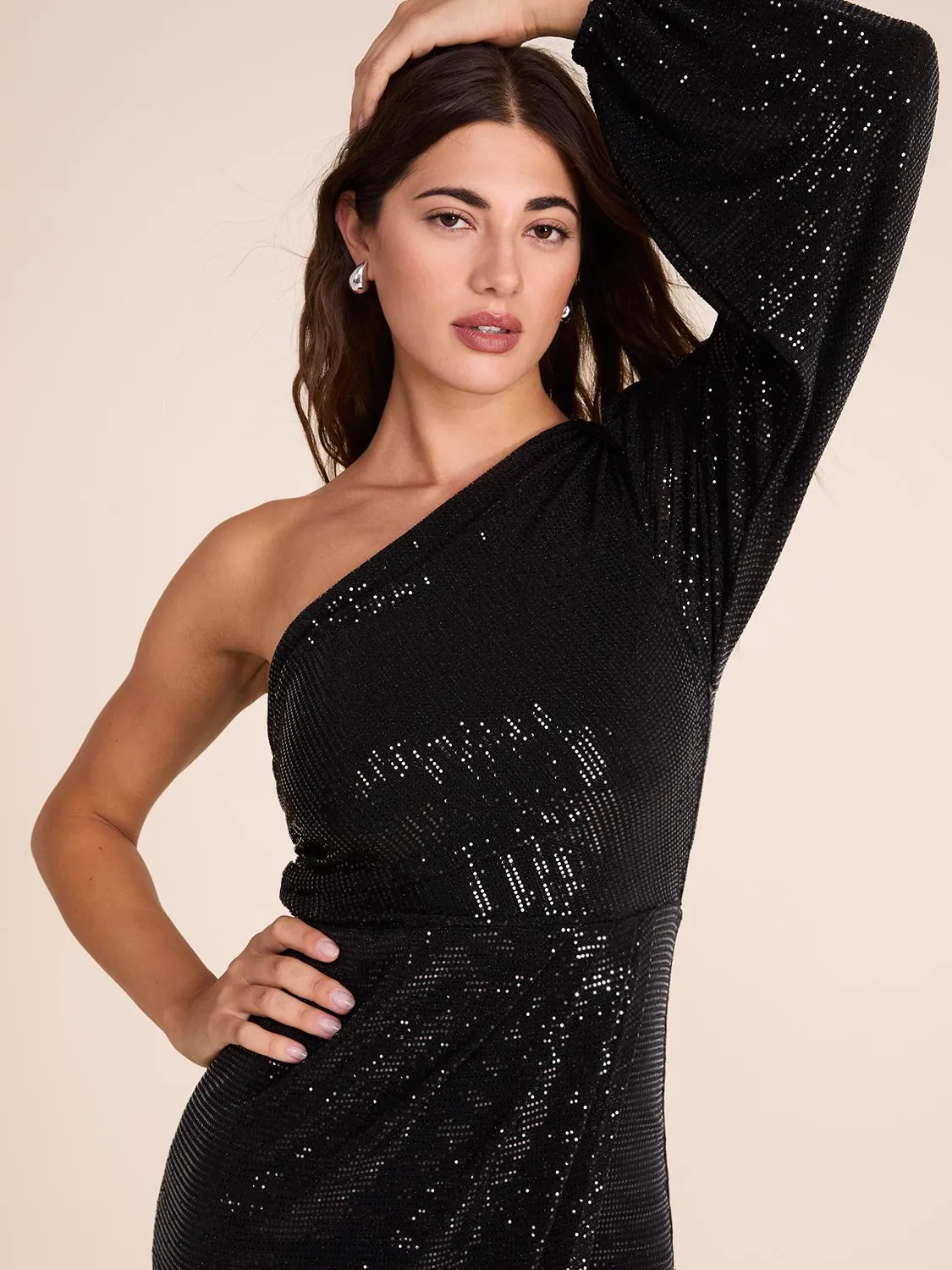 One-Shoulder Metallic Gown sold by Suzy Shier product image thumbnail 2