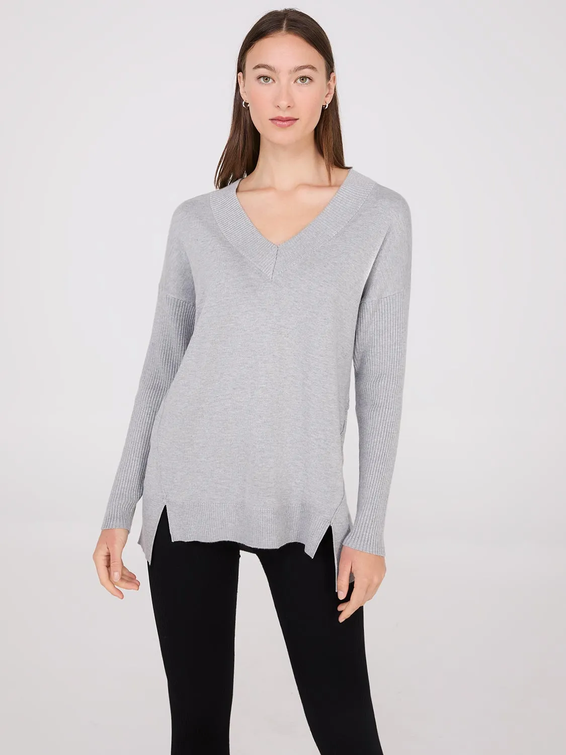 Ribbed V-Neck Tunic Top sold by Suzy Shier