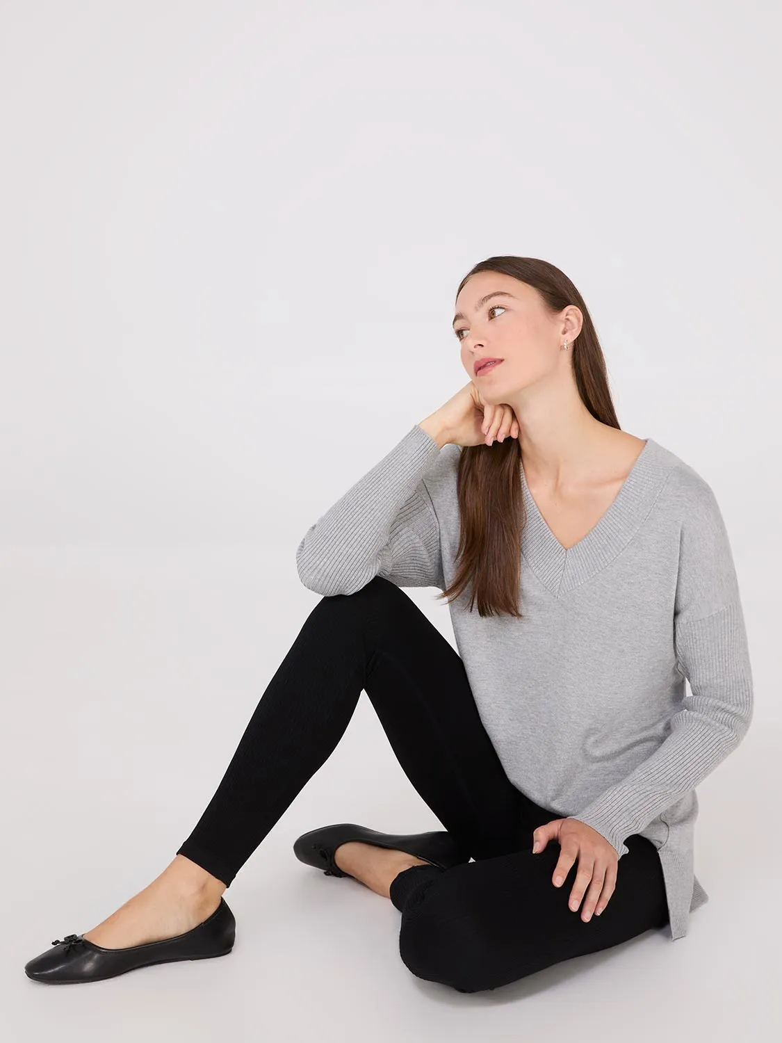 Ribbed V-Neck Tunic Top sold by Suzy Shier product image thumbnail 3