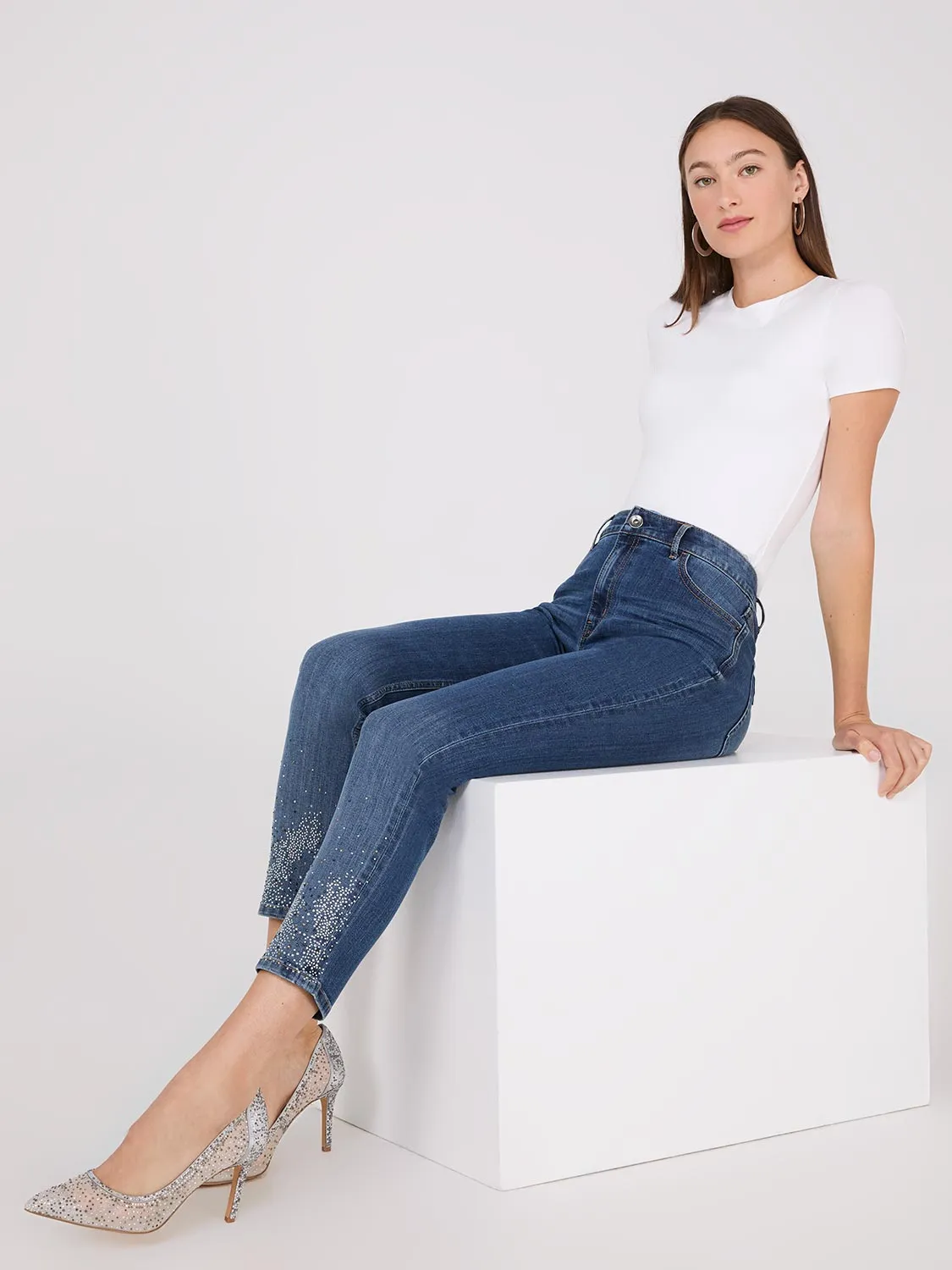 Rhinestone Embellished Slim Leg Jeans sold by Suzy Shier product image thumbnail 5