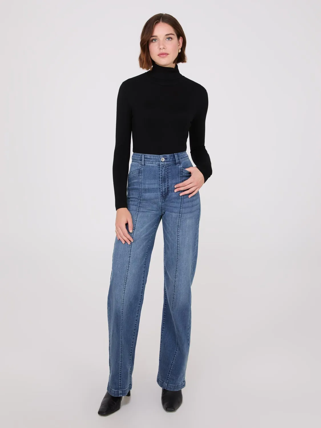 Front Seam Wide-Leg Jeans sold by Suzy Shier