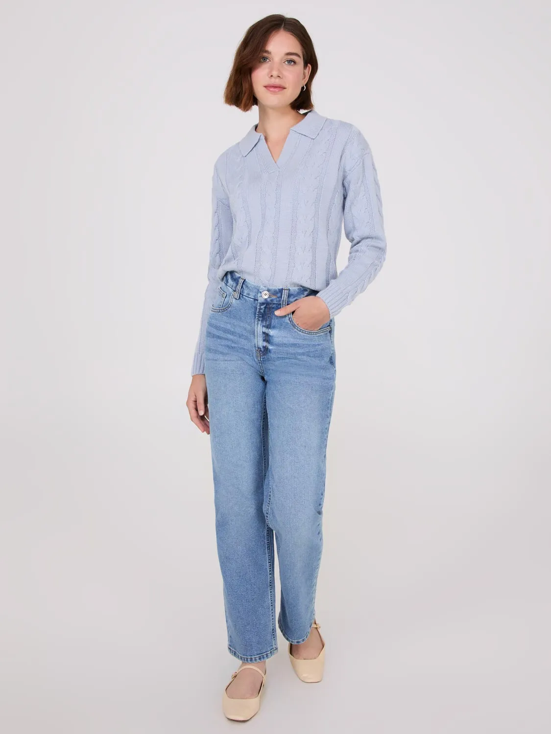 Mid-Rise Straight Leg Jeans sold by Suzy Shier