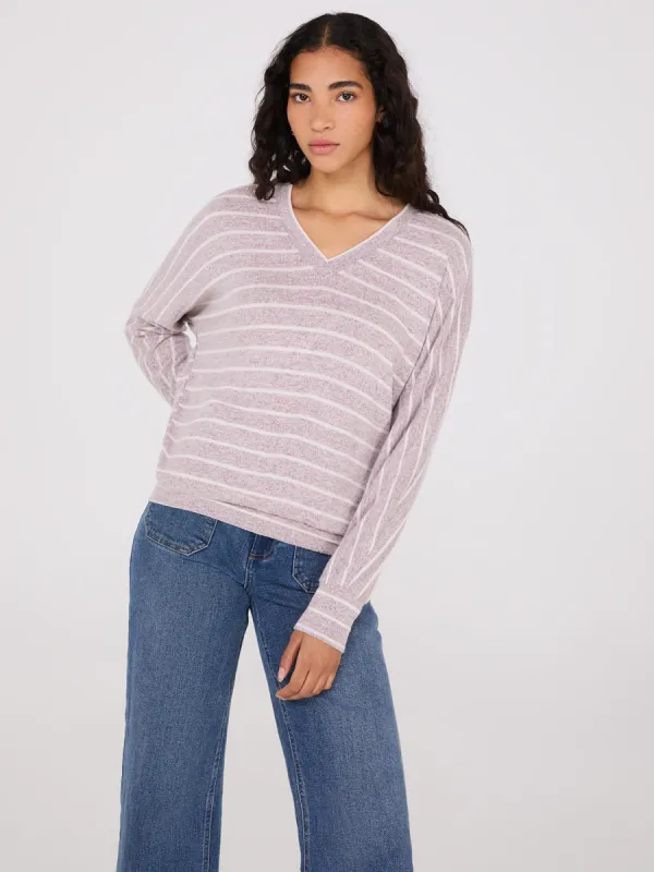 Striped V-Neck Dolman Sleeve Top sold by Suzy Shier