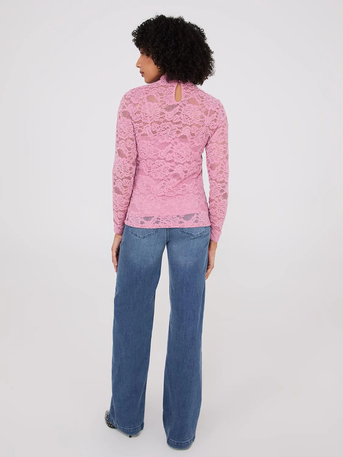 Lace Mock Neck Top With Cami sold by Suzy Shier product image thumbnail 4