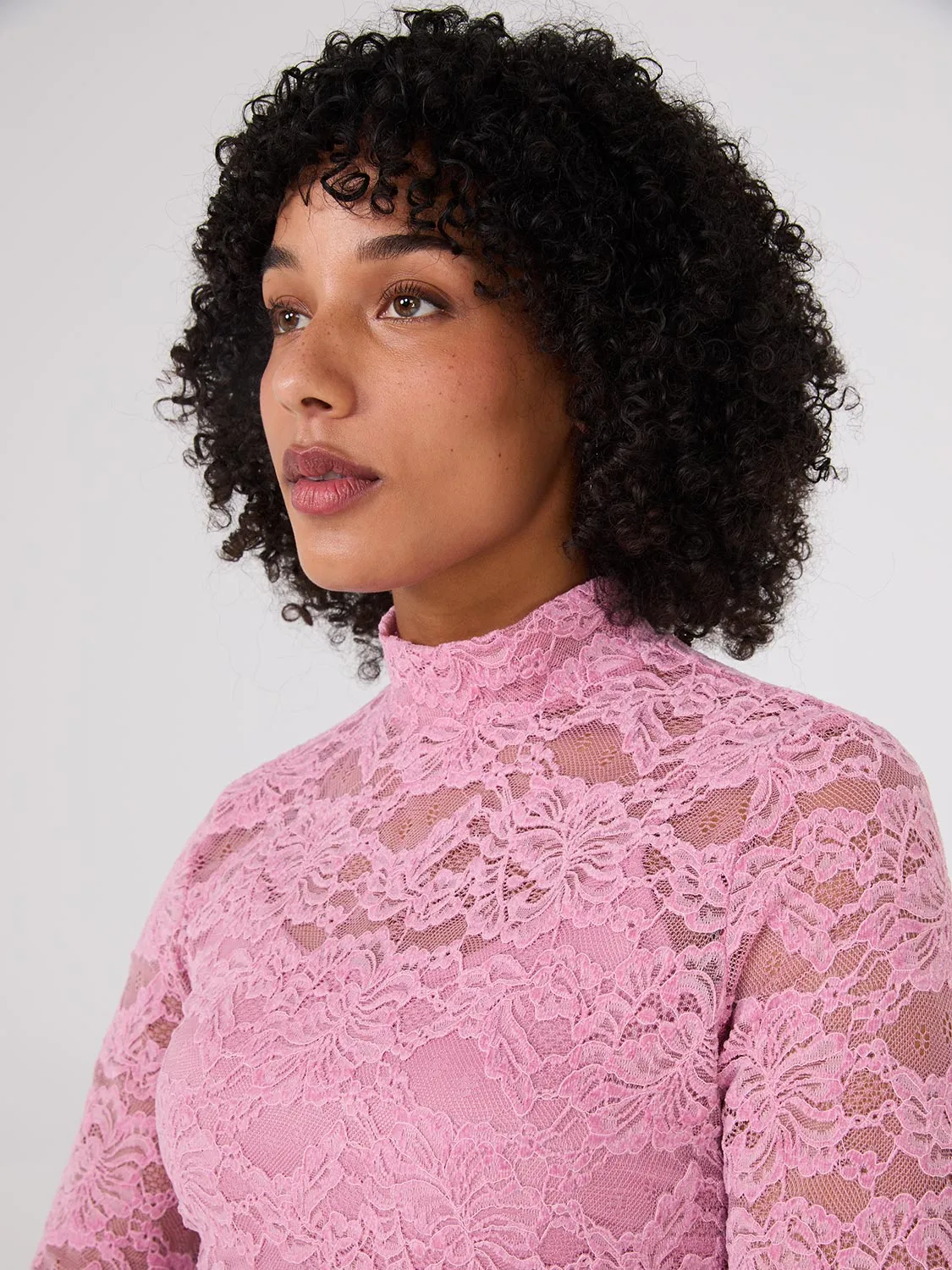 Lace Mock Neck Top With Cami sold by Suzy Shier product image thumbnail 2