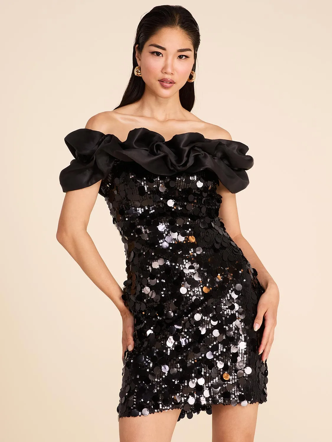 Off-The-Shoulder Ruffle & Sequin Dress sold by Suzy Shier product image thumbnail 3